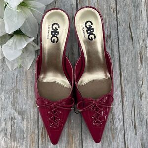 Women’s GBG Los Angeles Red Patent Leather Mule Heels Shoes Size 6.5